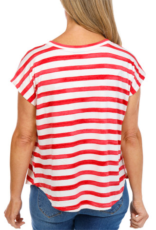 Thumbnail 2: BOBEAU Women's Stripe Print Top  