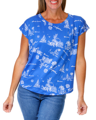 Thumbnail 1: BOBEAU Women's Stripe Print Top  