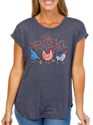 Thumbnail 1: Truself Women's Americana Chicken Graphic Top 