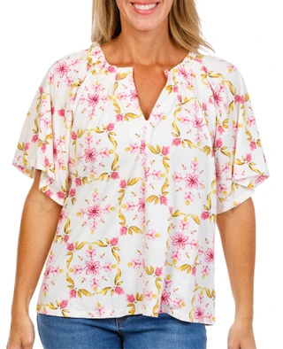 Thumbnail 1: BOBEAU Women's Floral Print Top  