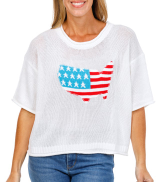 Thumbnail 1: Gili Women's Americana Flag Cable Knit Top  