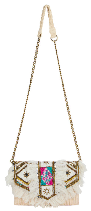 Thumbnail 1: AMERICA AND BEYOND Beaded Fringe Clutch 