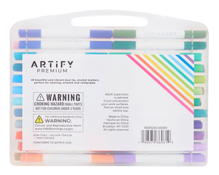 Thumbnail 2: Artify Premium  48 Pk Vibrant Dual Tip Alcohol Markers  