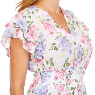 Thumbnail 3: Chenault Women's Flutter Sleeve Midi Dress 