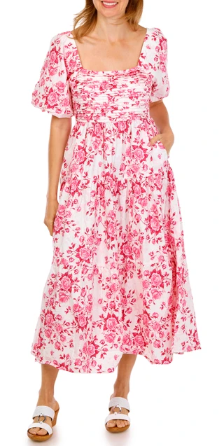Thumbnail 1: Kings Road Women's Puff Sleeve Midi Dress 