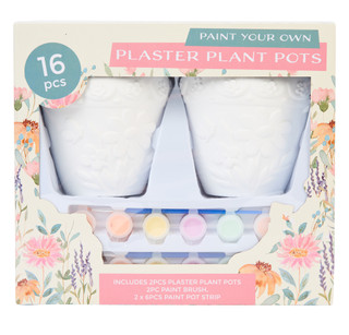 Thumbnail 1: Deejay Home Designs 2 Pk Paint Your Own Plaster Paint Pots 