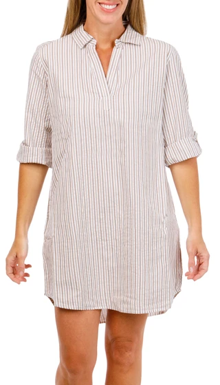 Thumbnail 1: Dash Women's 3/4 Sleeve Popover Shirt Dress 