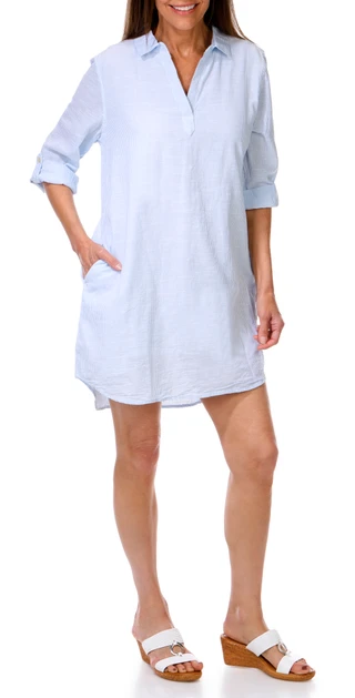 Thumbnail 1: Dash Women's 3/4 Sleeve Popover Shirt Dress 