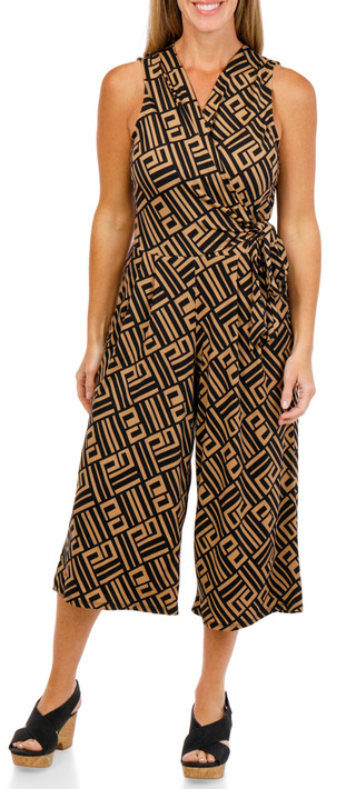 Thumbnail 1: Nina Leonard Women's Sleeveless Print Culotte Jumpsuit 