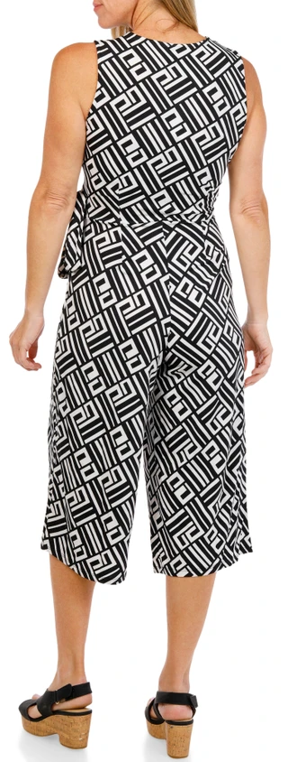 Thumbnail 2: Nina Leonard Women's Sleeveless Print Culotte Jumpsuit 