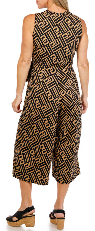Thumbnail 2: Nina Leonard Women's Sleeveless Print Culotte Jumpsuit 
