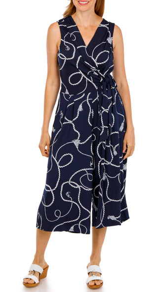 Thumbnail 1: Nina Leonard Women's Sleeveless Print Culotte Jumpsuit 