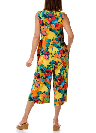Thumbnail 2: Nina Leonard Women's Sleeveless Print Culotte Jumpsuit 
