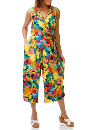 Thumbnail 1: Nina Leonard Women's Sleeveless Print Culotte Jumpsuit 