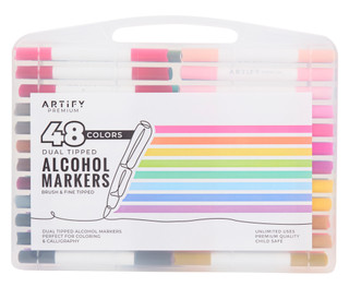 Thumbnail 1: Artify Premium  48 Pk Dual Tipped Alcohol Markers  