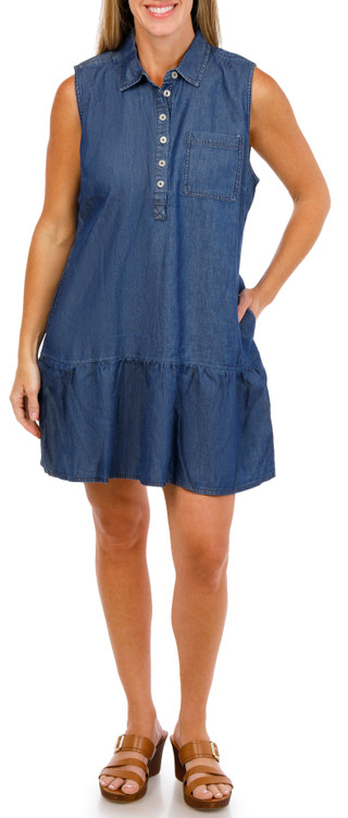 Thumbnail 3: Dash Women's Sleeveless Chambray Dress 