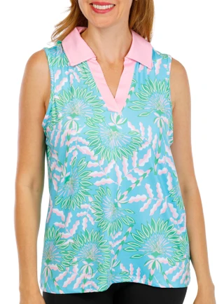 Thumbnail 1: Caribbean Joe Women's Active Sleeveless UPF Polo Top 