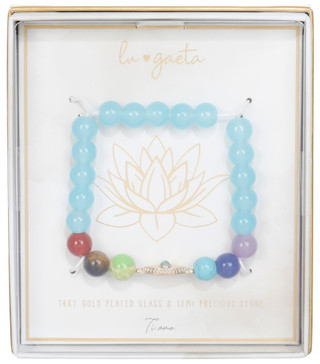Thumbnail 1: LU GAETA 14KT Gold Plated Evil Eye Chakra Bead Bracelet 