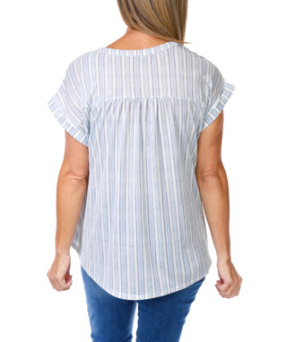 Thumbnail 2: Fifty Street Women's Stripe Print Tie Front Top 