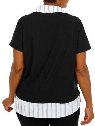 Thumbnail 2: 3RD & MALT Plus Short Sleeve 2Fer Top 