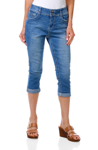 Thumbnail 2: Copper Flash Women's Petite Americana Studded Denim Capris 