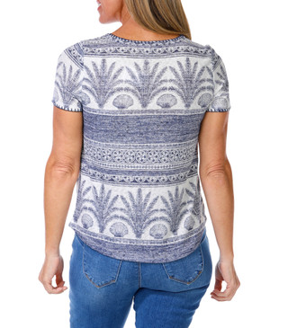 Thumbnail 2: BOBEAU Women's Petite Shell Print Top 