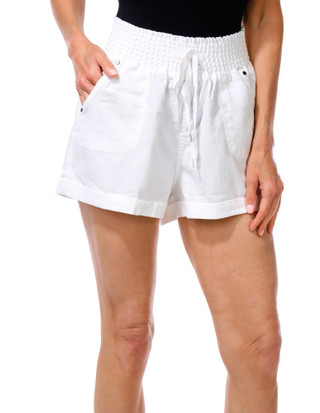 Thumbnail 1: Ci Sono Juniors Smocked Tie Waist Linen Shorts  