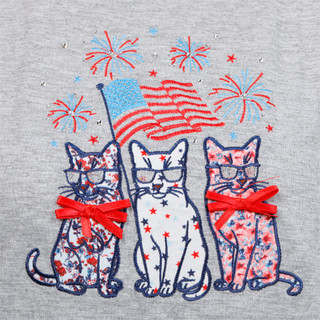 Thumbnail 3: Truself Women's Americana Cat Print Top  