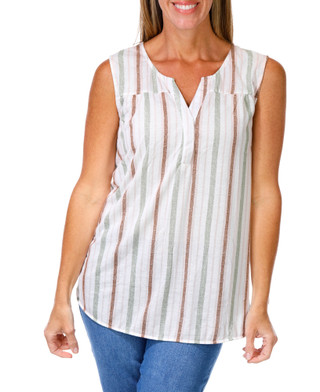 Thumbnail 1: Love Potion Women's Plus Sleeveless Stripe Print Tank 