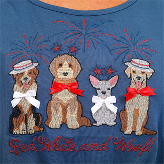 Thumbnail 2: Truself Women's Americana Dog Print Top  