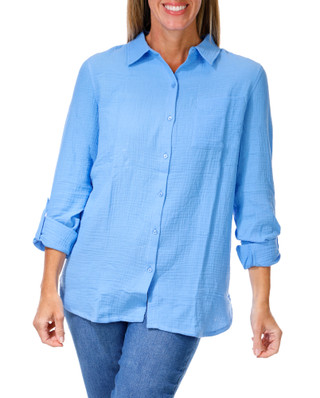Thumbnail 1: Tahari Women's Solid Button Down Top  