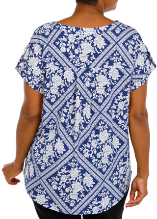 Thumbnail 2: EDGE Plus Short Sleeve Lattice Cutout Top 
