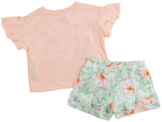 Thumbnail 2: VOLCOM Little Girls 2 Pc Short Sleeve Graphic Tee and Short Set 
