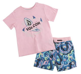 Thumbnail 1: VOLCOM Little Boys 2 Pc Short Sleeve Swim Set 