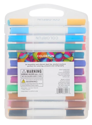 Thumbnail 2: Colorfun 24 Pk Dual Tipped Alcohol Markers 