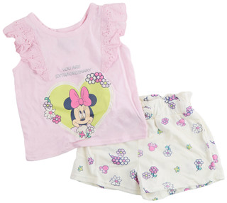 Thumbnail 1: Disney Little Girls 2 Pc Short Sleeve Graphic Top and Shorts Set 
