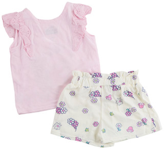 Thumbnail 2: Disney Little Girls 2 Pc Short Sleeve Graphic Top and Shorts Set 