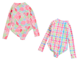 Thumbnail 2: Btween Toddler Girls 2 Pk Long Sleeve Rash Guard Set 