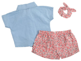 Thumbnail 2: Vince Camuto Little Girls 2 Pc Tencel Button Up and Shorts Set 