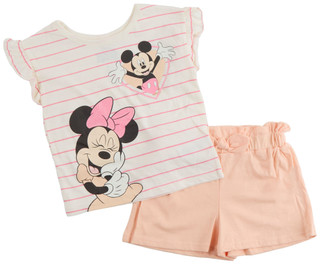 Thumbnail 1: Disney Little Girls 2 Pc Short Sleeve Graphic Tee and Shorts Set 
