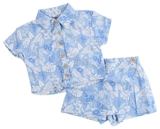 Thumbnail 1: Vince Camuto Little Girls Linen Tie Top and Shorts Set 