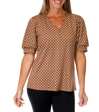 Thumbnail 1: PerSeption Concept Women's Ruffle Dot Print Top  
