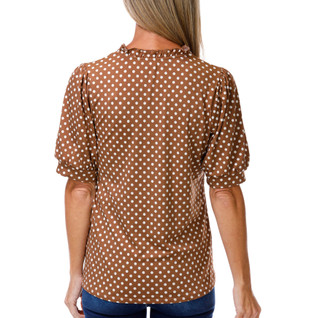 Thumbnail 2: PerSeption Concept Women's Ruffle Dot Print Top  