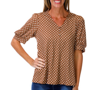 Thumbnail 1: PerSeption Concept Women's Ruffle Dot Print Top  