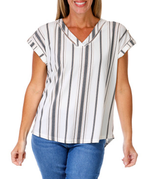 Thumbnail 1: Fifty Street Women's Stripe Print Top  