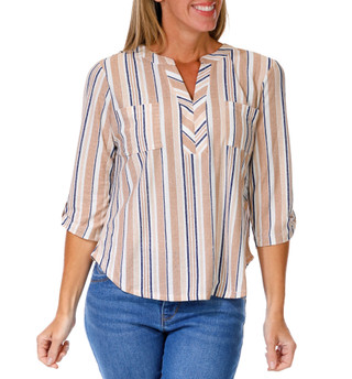 Thumbnail 1: Joie De Vivre Women's Stripe Print Top  