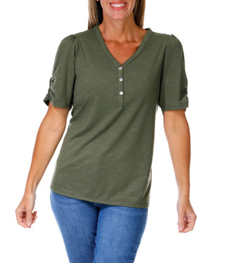 Thumbnail 1: JONES NEW YORK Women's Solid Quarter Button Top  