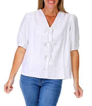 Thumbnail 1: Jessica Simpson Women's Solid Linen Blouse  