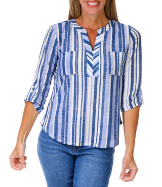 Thumbnail 1: Joie De Vivre Women's Stripe Print Top  