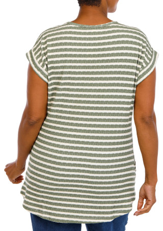Thumbnail 2: ABOVE & BEYOND Plus Short Sleeve Knit Button Hem Top 